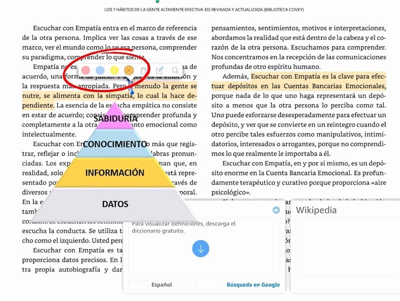 Colores subrayado Kindle - Cómo leer un libro y recordar lo leído