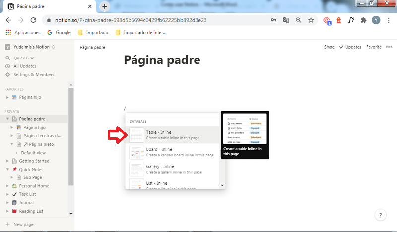 Como usar Notion: crear tablas o base de datos