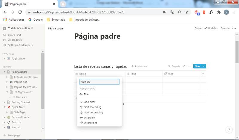 Editar nombre al campo 1 de la tabla