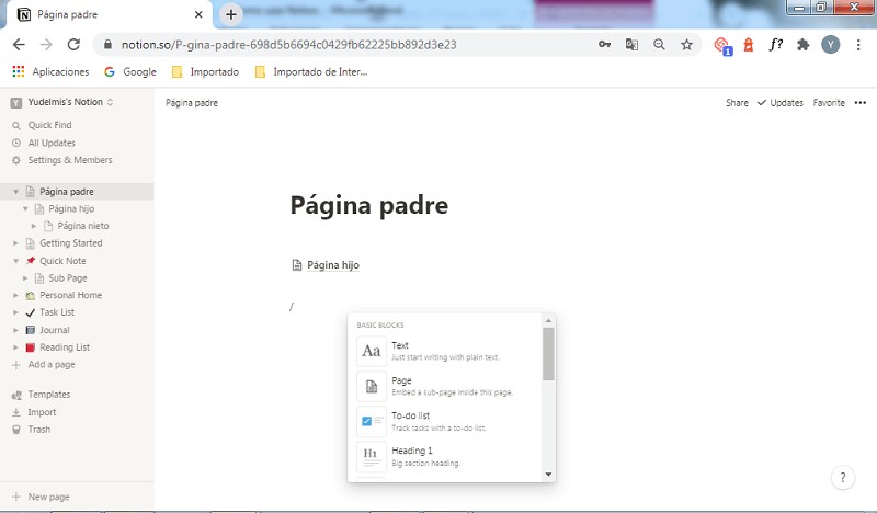 Como usar Notion: creación de bloques básicos