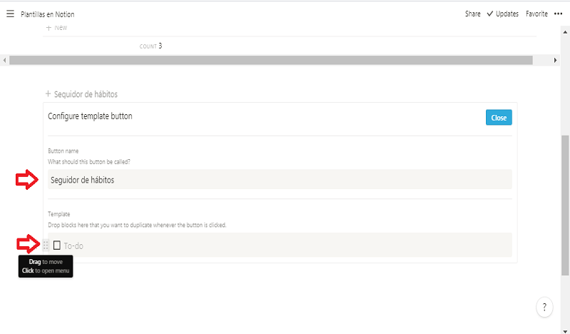 Bloque template button