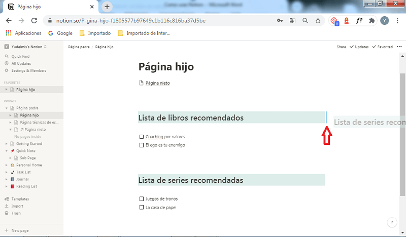 Mover bloque de lista de series recomendadas