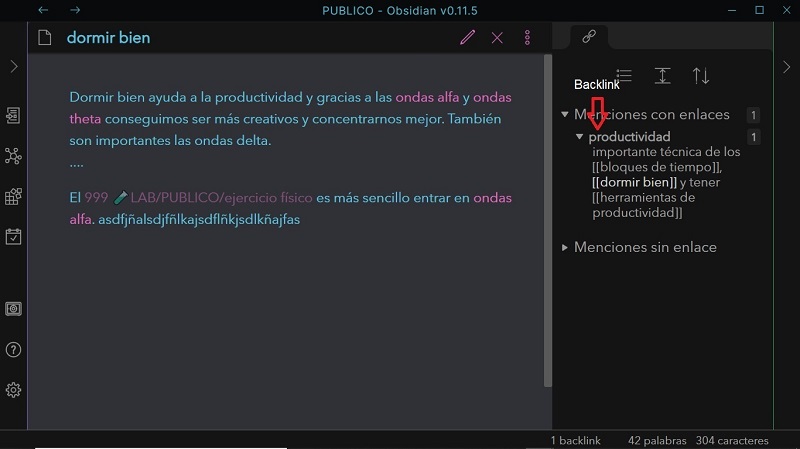 Backlink en Obsidian