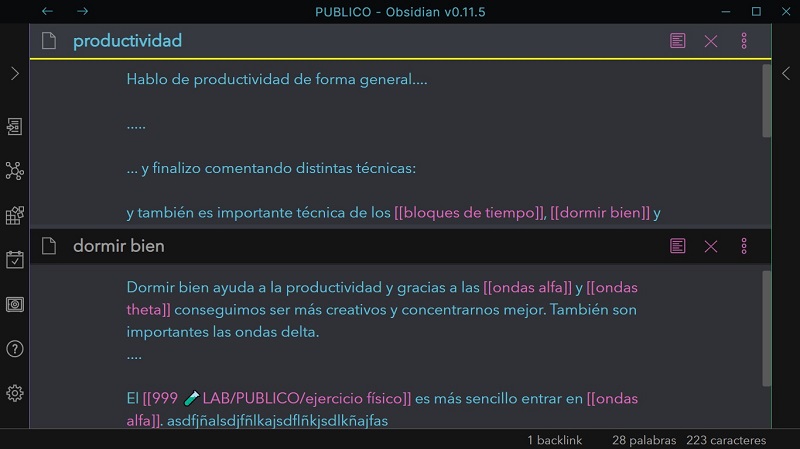 Notas horizontales Obsidian - Notion vs Obsidian vs Roam