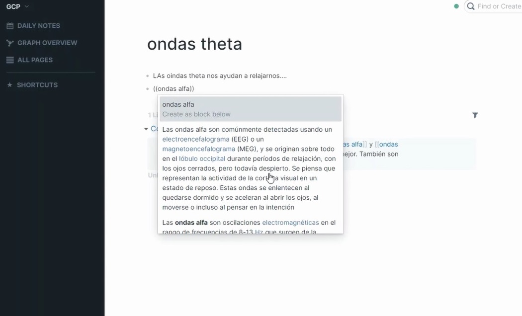 Previsualización de nota Ondas alfa en nota Ondas theta