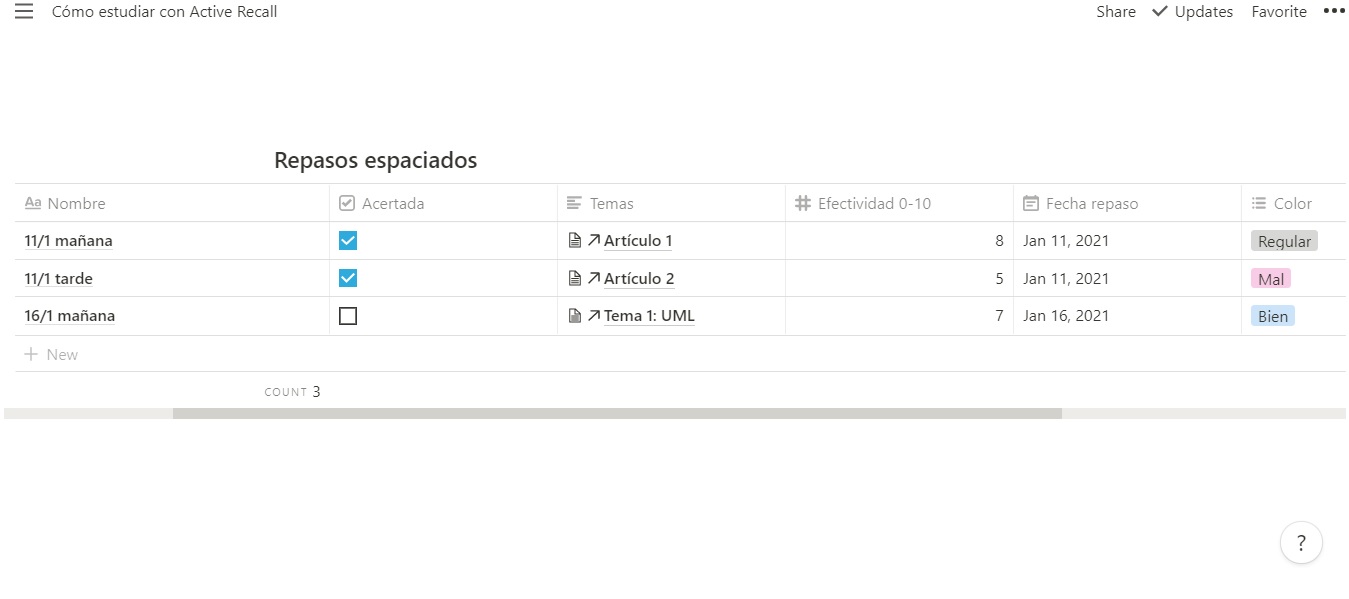 Repasos espaciados en Notion