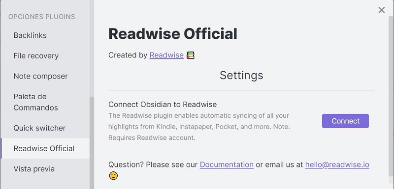 Configuraciones Plugin Readwise Official - Tutorial Readwise mejor herramienta capturar subrayar pdfs