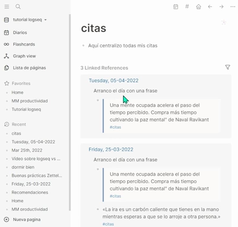 Nota Citas en Logseq
