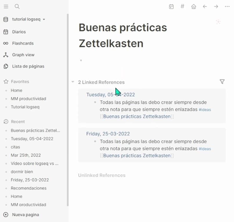 Nota Buenas practicas Zettelkasten en Logseq